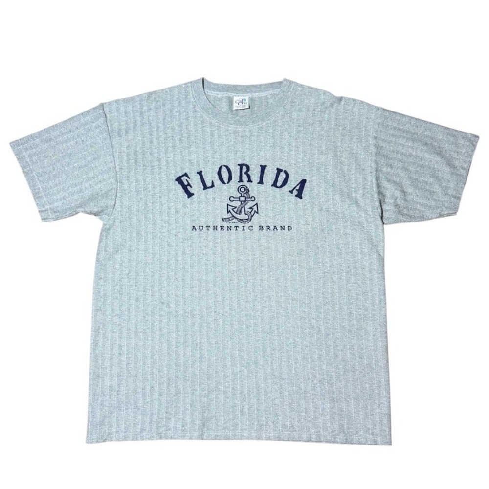 VIntage 90s Cal Cru Florida Authentic Brand Herringbone Knit Anchor T-shirt